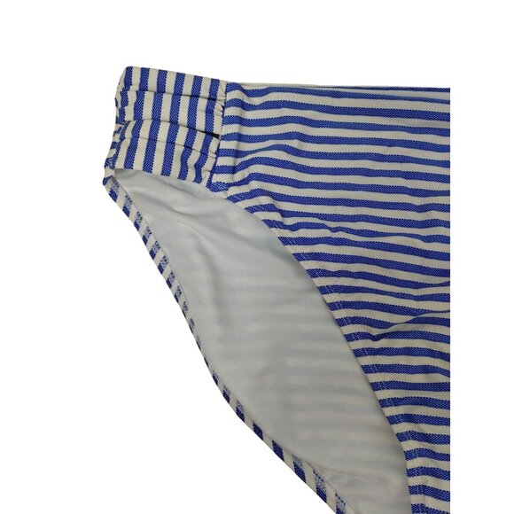 Time and Tru Womens 3XL Textured Blue and White Stripe Mid Rise Bikini Bottom - Picture 2 of 5